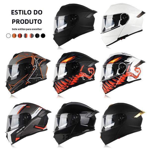 Imagem de Capacete de Motocicleta Modular com Viseira Dupla - Certificado e Unisex