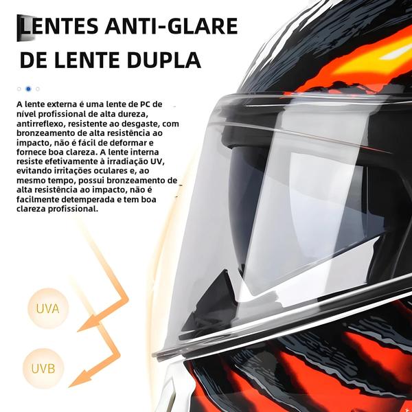 Imagem de Capacete de Motocicleta Unissex com Viseira Flip Up - Aprovado Dot - Equipamento de Proteção