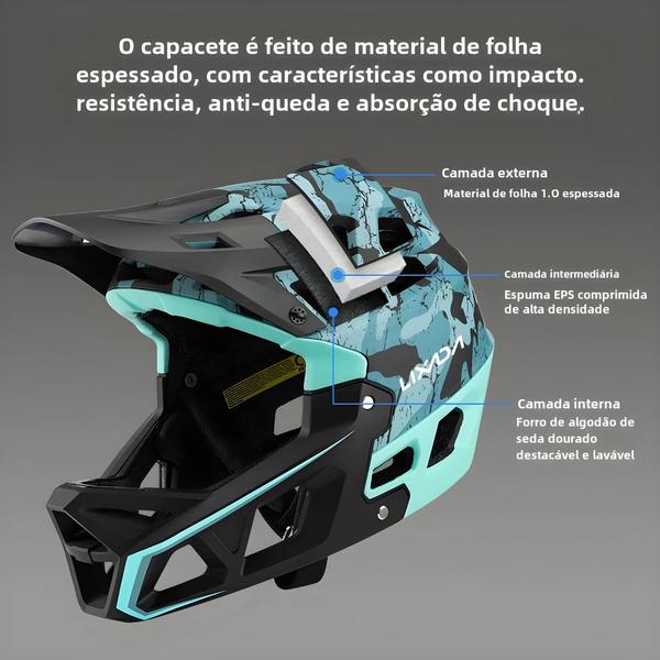 Imagem de Capacete de Mountain Bike com Viseira - Integral para Downhill e MTB