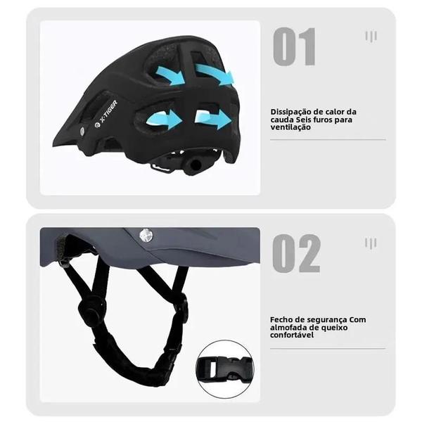 Imagem de Capacete de Mountain Bike X-Tiger - Ultraleve e Removível - Ideal para Estrada e Trilhas