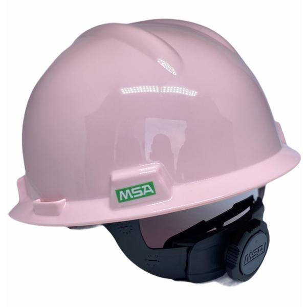 Imagem de Capacete de Segurança Msa Feminino Com Catraca Rosa Claro Confortavel e Delicado Proteção EPI