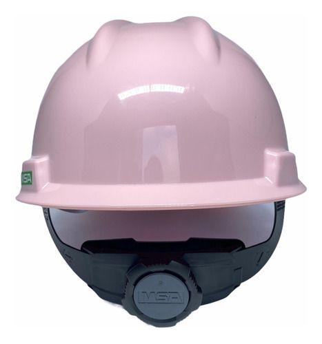 Imagem de Capacete de Segurança Msa Feminino Com Catraca Rosa Claro Confortavel e Delicado Proteção EPI