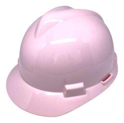 Imagem de Capacete de Segurança Msa Feminino Com Catraca Rosa Claro Confortavel e Delicado Proteção EPI