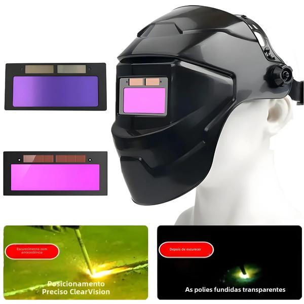 Imagem de Capacete De Soldagem Com Escurecimento Automático Movido a Energia Solar Ajustável LCD Escudo