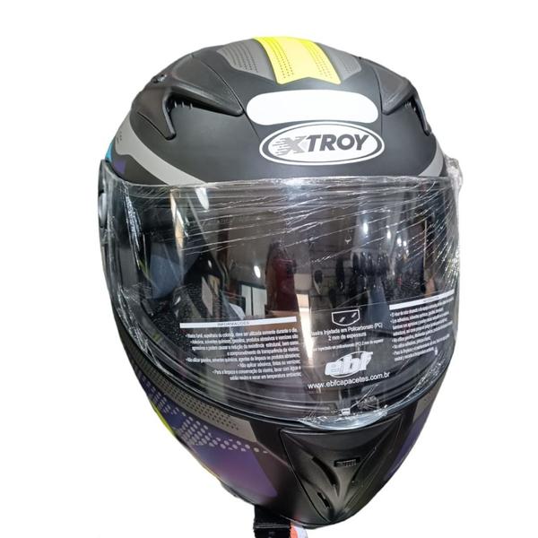 Imagem de Capacete ebf c/oculos x troy furios preto fosco/amarelo-58