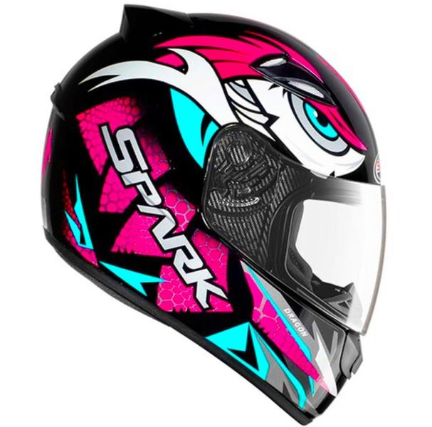 Imagem de Capacete Ebf New Spark Dragon Rosa Mais Viseira Fumê