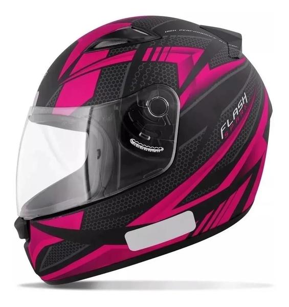 Imagem de Capacete Ebf New Spark Flash Preto e Rosa Fosco Mais Viseira Fumê