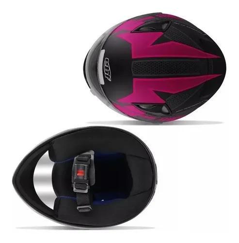 Imagem de Capacete Ebf New Spark Flash Preto e Rosa Fosco Mais Viseira Fumê