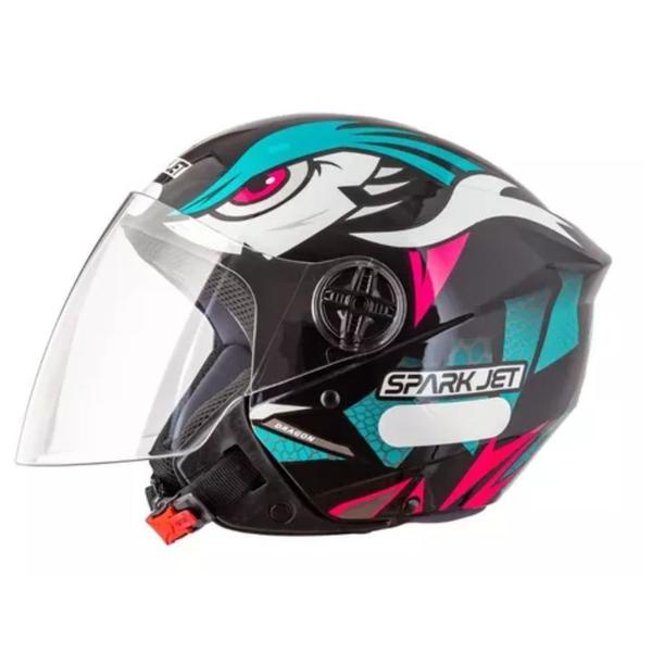 Imagem de Capacete ebf spark jet dragon decal preto brilho/tifany-58