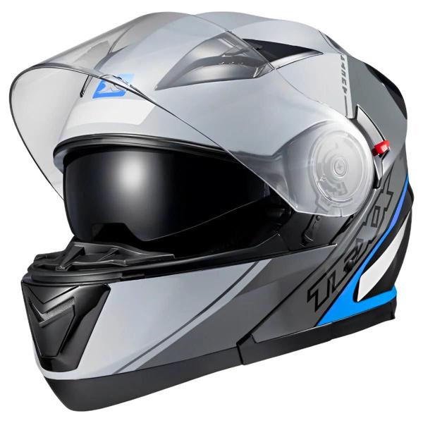 Imagem de Capacete Escamot Gladiator V3 Makan Cinza Azul 58 - Texx