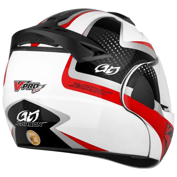 Imagem de Capacete Escamoteável Modular Feminino Masculino Pro Tork V-Pro Jet 2 Branco Viseira Cristal Barato