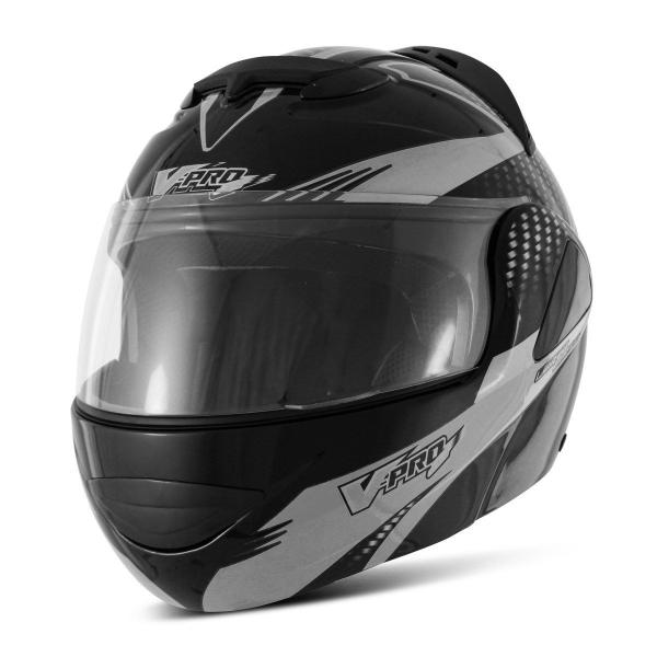 Imagem de Capacete Escamoteavel Modular Feminino Masculino Pro Tork V-Pro Jet 2 Carbon Preto Aberto Fechado