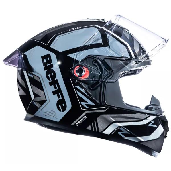 Imagem de Capacete Esportivo Bieffe B12 Phanton Preto com Prata Brilho