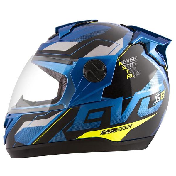 Imagem de Capacete evolution g8 evo azul/amarelo tam 58 pro tork