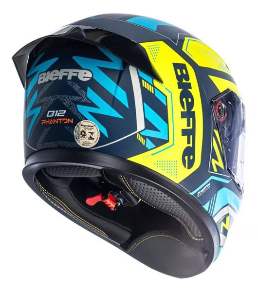 Imagem de Capacete Fechado Bieffe B12 Phanton Azul Amarelo Fosco Moto