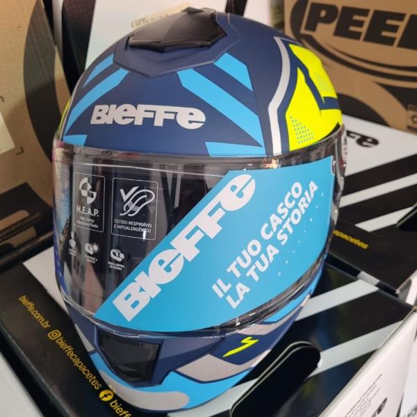 Imagem de Capacete Fechado Bieffe B12 Phanton Azul c/ Amarelo Fosco