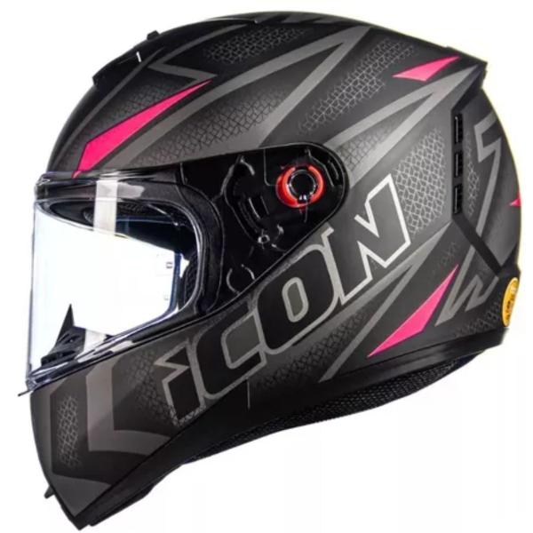 Imagem de Capacete Fechado Feminino Peels Icon Fast Preto Rosa Fosco 