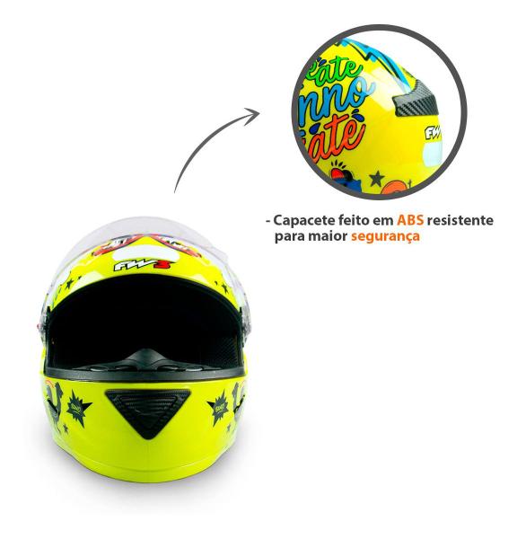 Imagem de Capacete Fechado Moto Com Narigueira Gtn Masculino Stickers Variados Amarelo Resistente Tamanho 60 Fw3