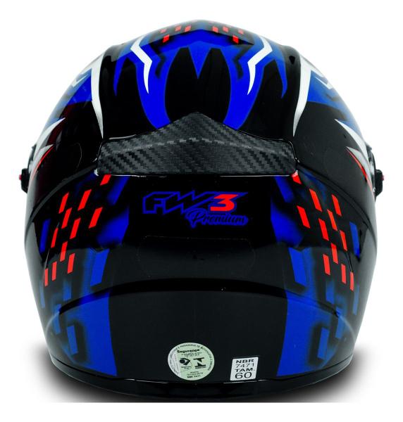 Imagem de Capacete Fechado Moto Gt5 Azul Vermelho C Narigueira Tamanho 60