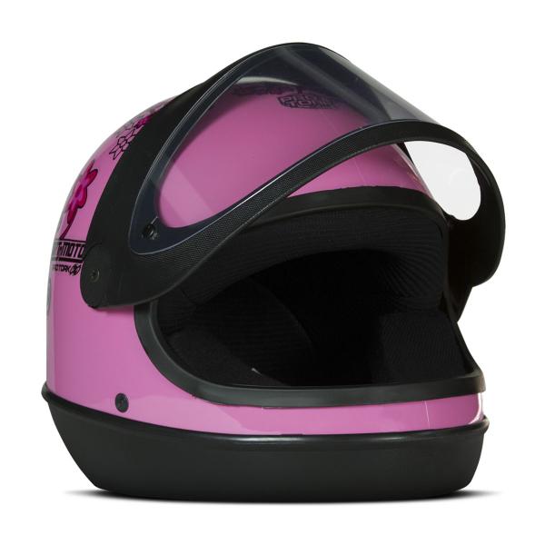 Imagem de Capacete Fechado Moto Protork Feminino Sport Rosa Flores Tamanho 56