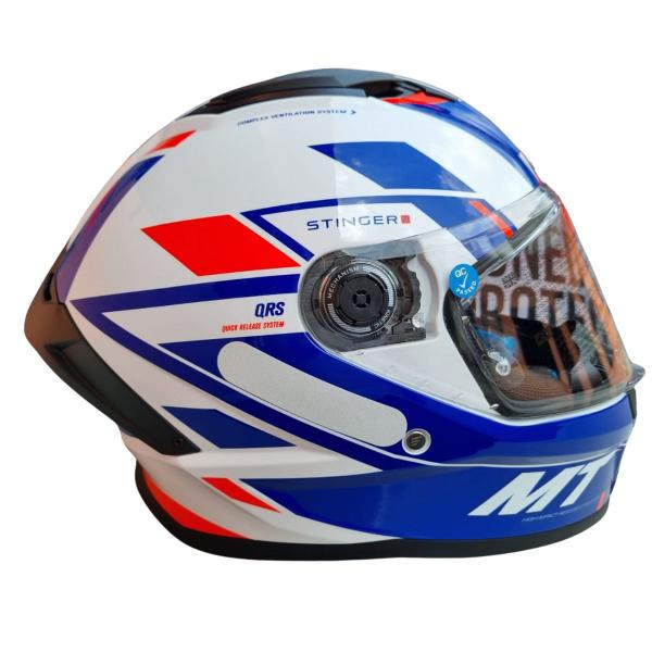 Imagem de Capacete Fechado Mt Stinger 2  Zivze E7 Branco Azul Brilho