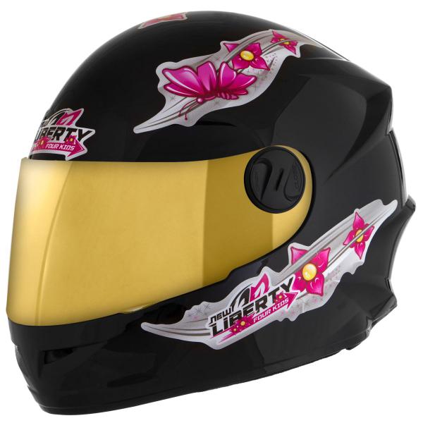 Imagem de Capacete Fechado Pro Tork Liberty Four Kids For Girls Vis. Dourada