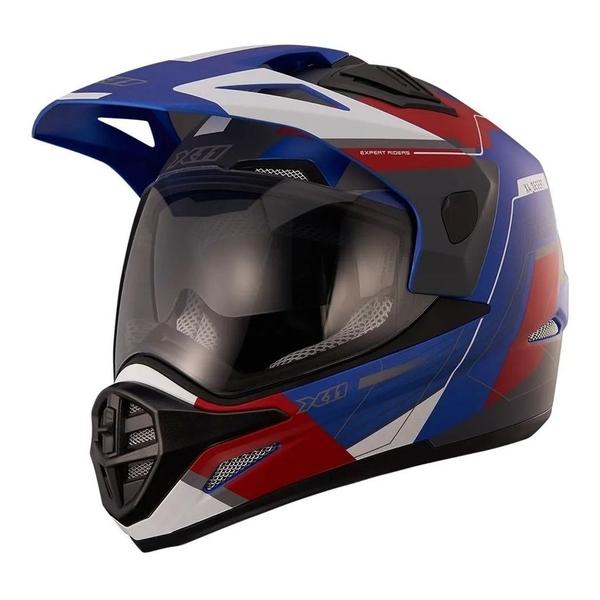 Imagem de Capacete Fechado X11 Moto Crossover Desert Azul Vermelho