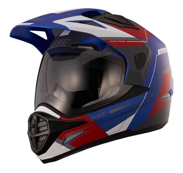 Imagem de Capacete Fechado X11 Moto Crossover Desert Azul Vermelho