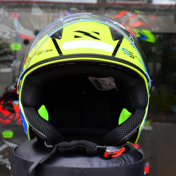 Imagem de Capacete Feminino Aberto Norisk Neo Galaxy Amarelo Azul Moto