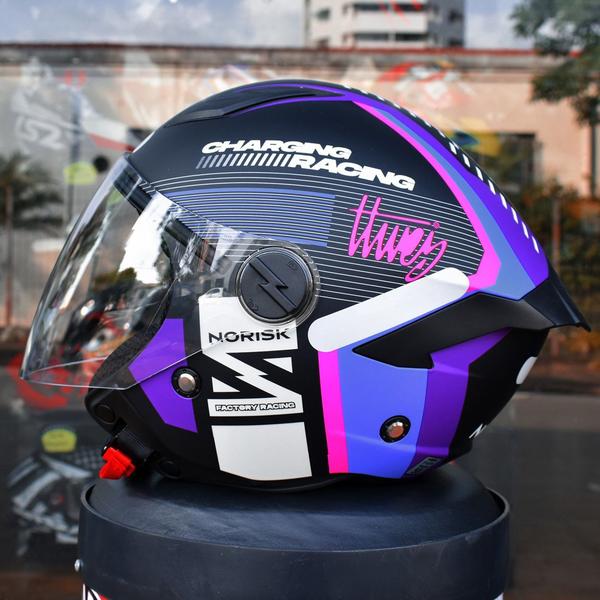 Imagem de Capacete Feminino Aberto Norisk Neo Vizion Roxo Rosa Moto