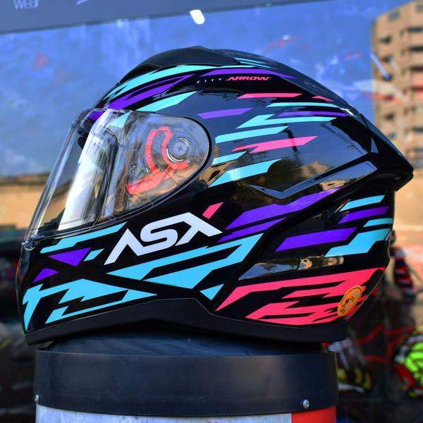 Imagem de Capacete Feminino Asx City Arrow Rosa Esportivo Fechado Moto