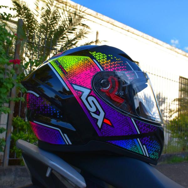 Imagem de Capacete Feminino Asx City Storm Roxo Moto + Viseira Fume