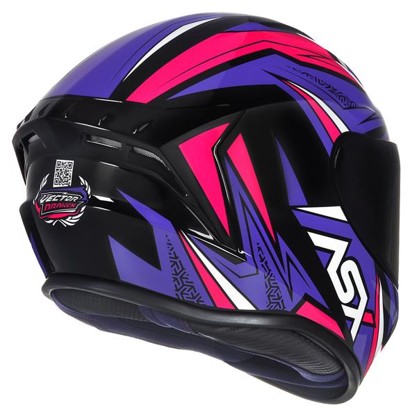 Imagem de Capacete Feminino ASX Draken Vector Preto Rosa e Lilás Brilhante Moto