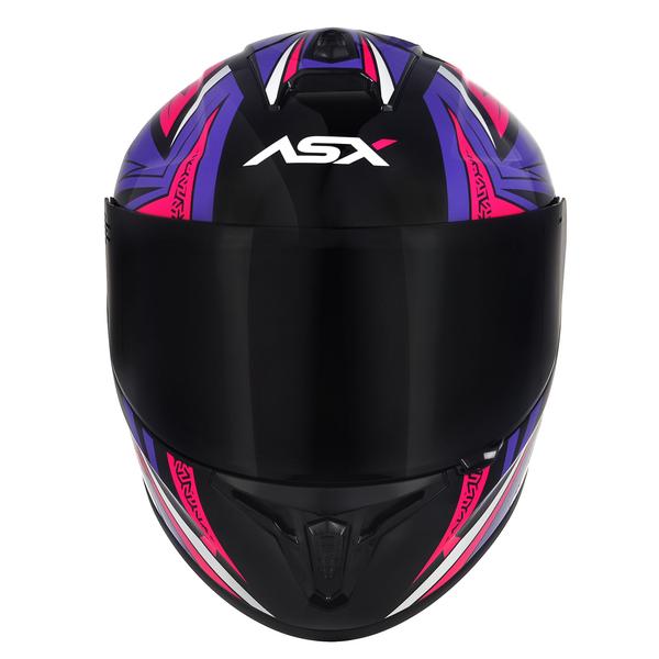 Imagem de Capacete Feminino ASX Draken Vector Preto Rosa e Lilás Brilhante Moto