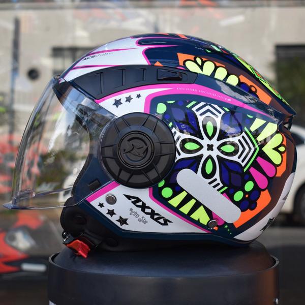 Imagem de Capacete Feminino Axxis Aberto Metro Star A0 Rosa Moto