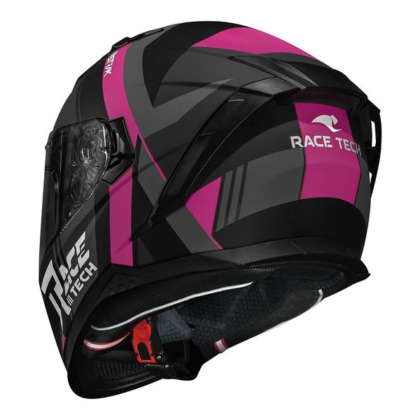 Imagem de Capacete Feminino Com Óculos Interno Race Tech Volt Abstrak Rosa Fosco