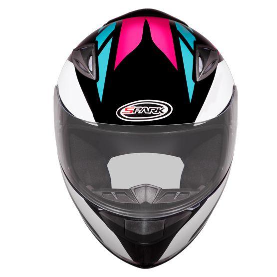 Imagem de Capacete Feminino Ebf New Spark Mixed Blue Rosa Brilhante Moto