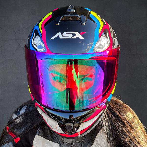 Imagem de Capacete Feminino Fechado Asx Marianny Rosa Moto Esportivo