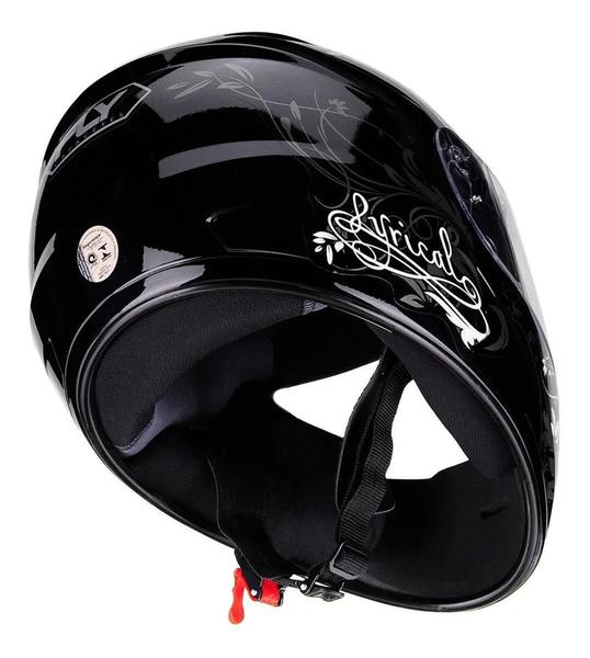 Imagem de Capacete Feminino Fly F9 Lyrical Preto Brilahente Branco Com Viseira Fumê Extra