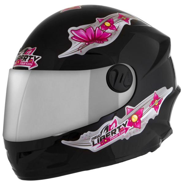 Imagem de Capacete Feminino Infantil Fechado Liberty Four Kids For Girls Viseira Cromada Pro Tork 