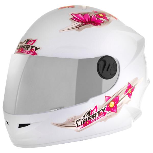 Imagem de Capacete Feminino Infantil Fechado Liberty Four Kids For Girls Viseira Cromada Pro Tork 