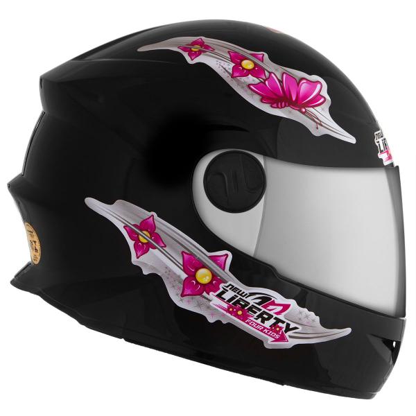 Imagem de Capacete Feminino Infantil Fechado Liberty Four Kids For Girls Viseira Cromada Pro Tork 