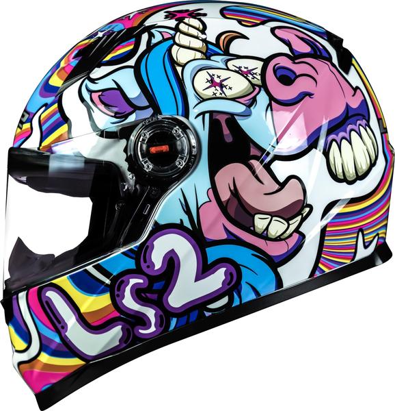 Imagem de Capacete Feminino Ls2 Ff358 Bubble Rosa Unicórnio Maluco