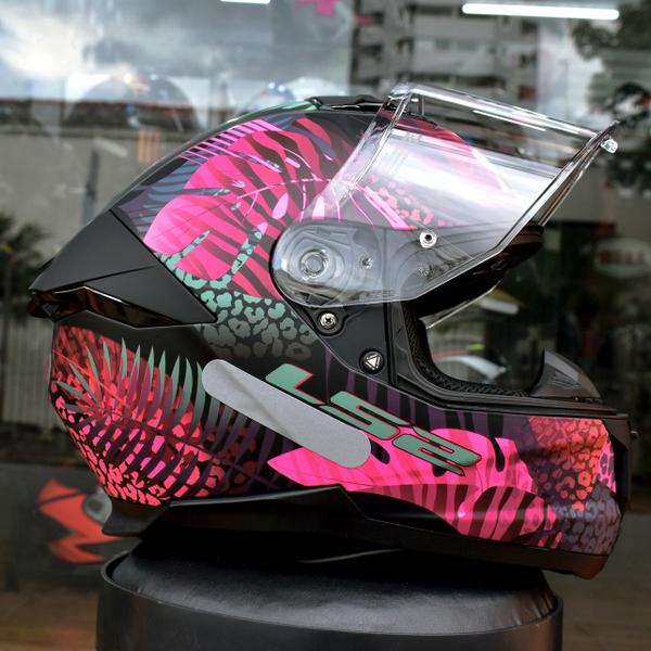 Imagem de Capacete Feminino LS2 FF808 Jungle Rosa Fechado Óculos Solar