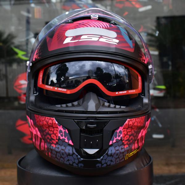 Imagem de Capacete Feminino LS2 FF808 Jungle Rosa Fechado Óculos Solar