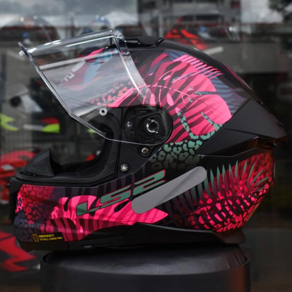 Imagem de Capacete Feminino LS2 FF808 Jungle Rosa Fechado Óculos Solar