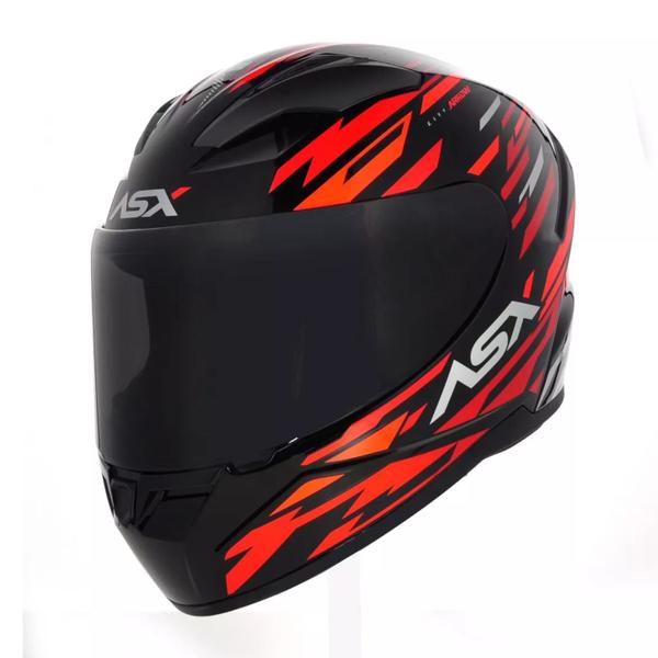 Imagem de  Capacete feminino masculino Asx City Arrow Brilho Preto Vermelho