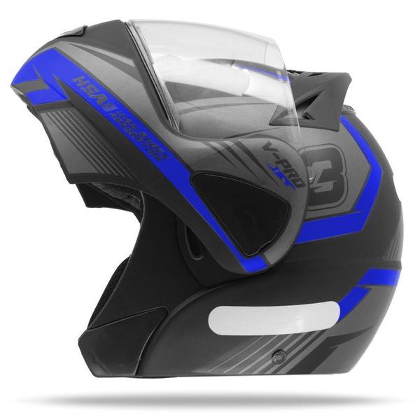 Imagem de Capacete Feminino Masculino Escamoteável Robocop Modular Pro Tork V-Pro Jet 3 Aberto Fechado 