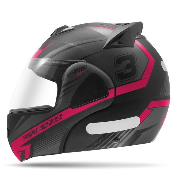 Imagem de Capacete Feminino Masculino Escamoteável Robocop Modular Pro Tork V-Pro Jet 3 Aberto Fechado 