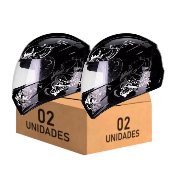 Imagem de Capacete Feminino Masculino  Fly F9 Lyrical Preto Branco Kit 2 Unidades